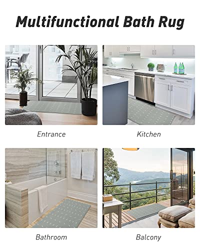 Extra Large Bath Mat Runner 24" X 48" Quick Dry Super Absorbent Bathroom Runner Rug Non Slip Rubber Backed Bath Runner Rug Random Stripes Print Long Bathroom Rugs Runner Beside Bath Tub Sink, Gray #TOP6