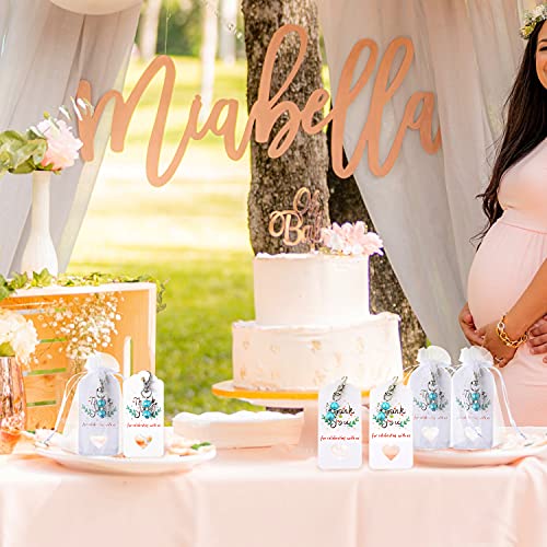 image for Boao Angel Design Keychain Favors Set White Organza Gift Bags Thank Yo