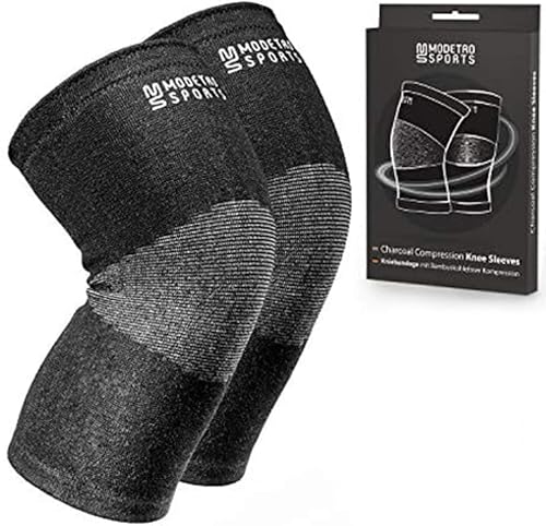 Modetro Sports US Knee Compression Sleeve - knee brace - Comfortable, Flexible, Breathable Support - Moisture Wicking, Charcoal Fibers