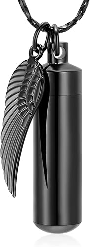 Miniatura 8 de Imrsanl Joyería de cremación para cenizas, colgante de urna, cilindro con frasco de vidrio, recuerdo, cenizas, joyería conmemorativa, Metal, Acero