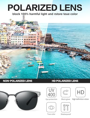 Image of BIRCEN Mens Polarized Sunglasses for Driving: Al-Mg Metal UV Protection Sun Glasses Square Shades for Fishing Travel 2026