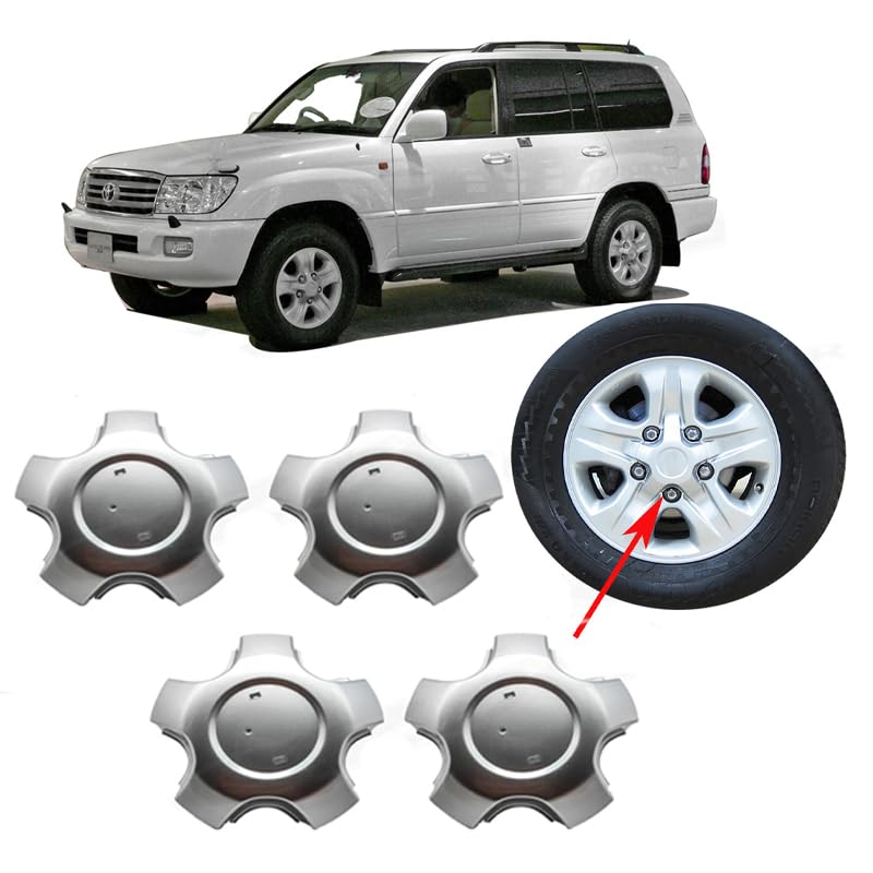 4 Tapas Centro Tapacubos para Toyota Land Cruiser 2002-2007,Embellecedor para Llantas,Buena Estabilidad,Piezas de Repuesto compatibles OEM 42603-60671
