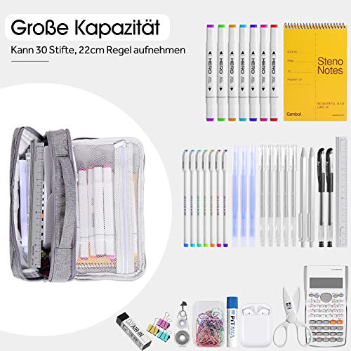 Pennenetui, staande hulp, draagbare kleurpotlodenetui, grote opbergruimte, waterdicht, potloodtas met houder voor school… - Afbeelding 7