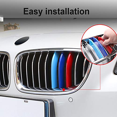 Image of Tri-Colored Grille Insert Trims, 1Set(3pcs) W /Standard Front Stripe Grille Insert Trims Only Comaptible for 2011-2017 BMW F25 X3 /2014-2017 /2018 F26 X4 Center Kidney Grill (7 Beams)
