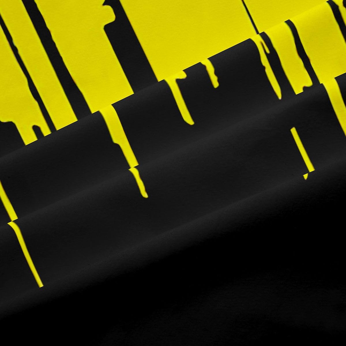 Feelyou Kids Yellow Black Curtains for Bedroom Living Room (2 Panels, 52 x 96 Inch) Ombre Stripes Darkening Dreapes Set Decor Abstract Art Blackout Curtains Modern Design Window Treatments Geometric