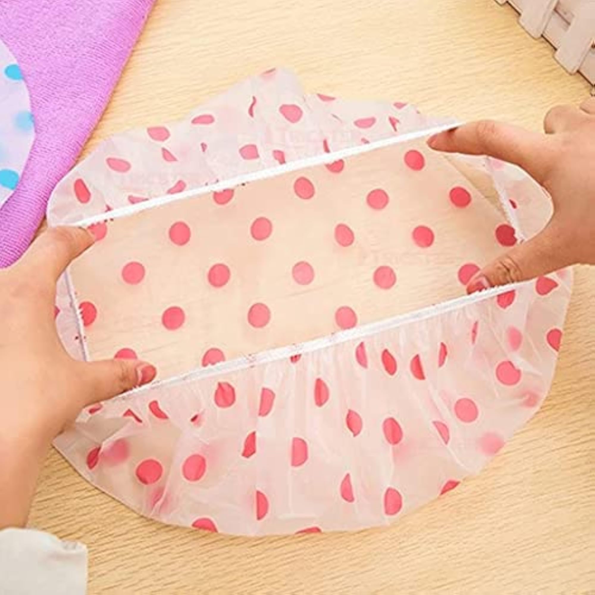 6 Pieces Waterproof EVA Plastic Shower Cap, Reusable Bathing Hair Cap