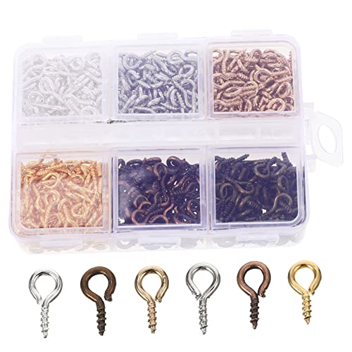 FUNOMOCYA DIY Jewelry Making Kit Small Screw Eye Pin Threaded Hooks Craft Eyelet Screws Eye Clasp Sewing Hooks 100 Pieces Assorted Colors
