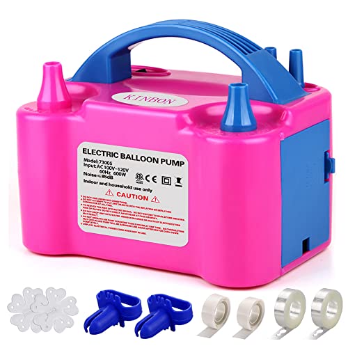 KINBON Electric Balloon Pump Air Balloon Pump Dual Nozzle Portable Balloon Inflator Blower Pump Balloon Buddy Inflator for Party Halloween Decoration Balloon Arch 110V 600W