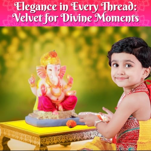 Image of Bhakti Lehar (16 x 16 Inch) Plain Yellow Velvet Pooja Aasan for God Idol /Chowki Aasan Kapda Cloth for Temple Shelf Home Mandir, Ganesh Baithak and God Idol Sitting - Pack of 2