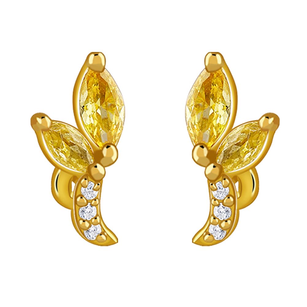 925 Silver Golden Honey Stud Earrings|Drops to Gift Women & Girls | With Certificate of Authenticity and 925 Stamp | 6 Months Warranty-image-46