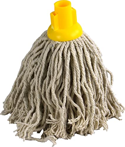 Image of Cotton Mop Head Replacement with Coloured Plastic Socket (Yellow, PY14 Regular)