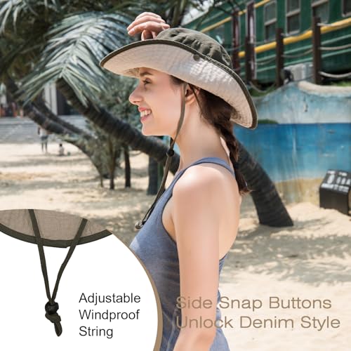 Image of Bucket Hat Wide Brim UV Protection Sun Hat Boonie Hats Fishing Hiking Safari Outdoor Hats for Men and Women