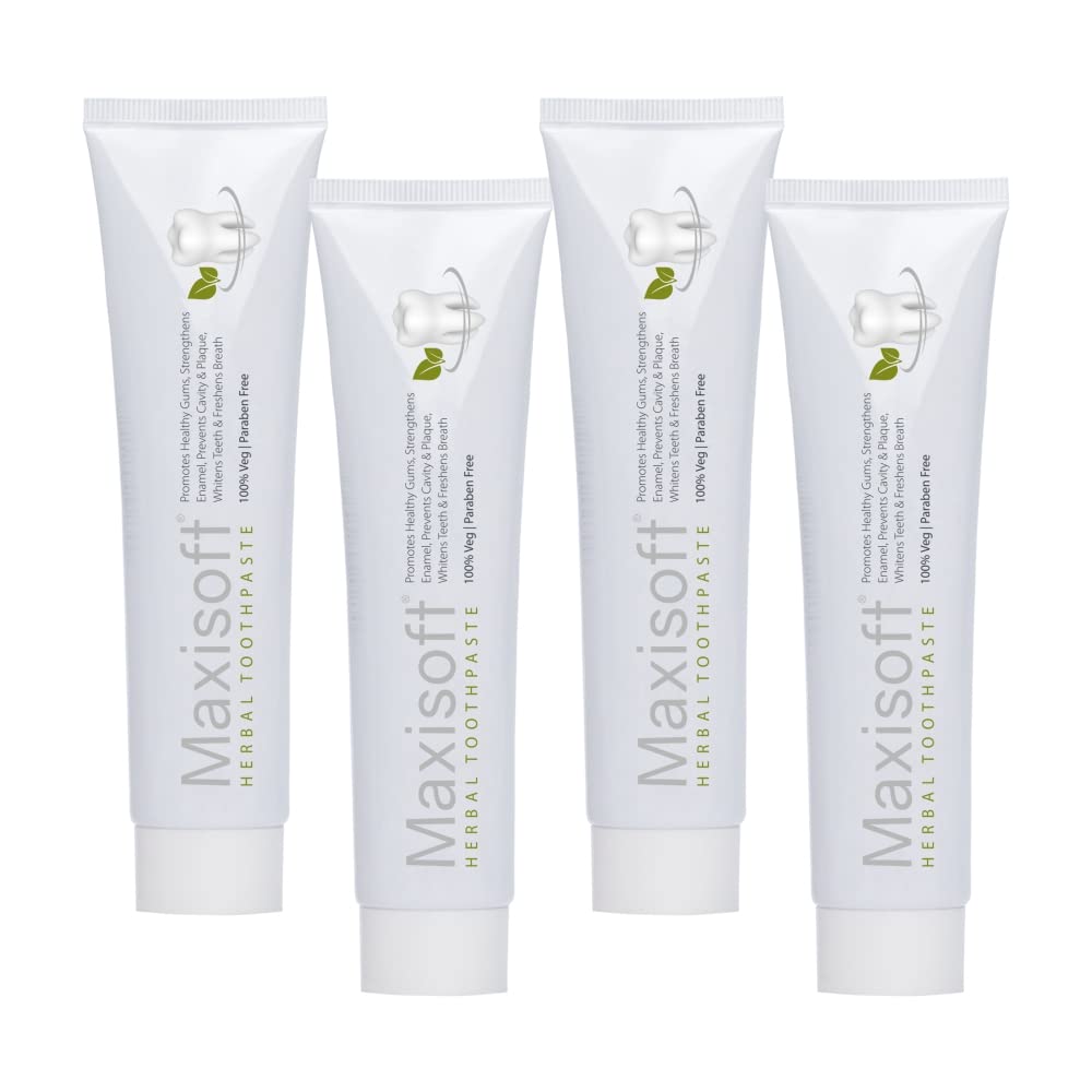 Maxisoft Herbal Toothpaste 100 gm | With Akarkara, Babool, Bakul, Camphor, Elaichi, Pipli & Clove | Paraben free | Vegetarian (Pack of 4 X 100 gm) (B0BGSW1DR1) Amazon Price History, Amazon Price Tracker