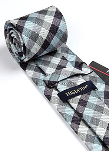 Image of HISDERN Mens Ties Solid Color Tie and Pocket Square Set Classic Woven Formal Neckties & Handkerchief Wedding Party