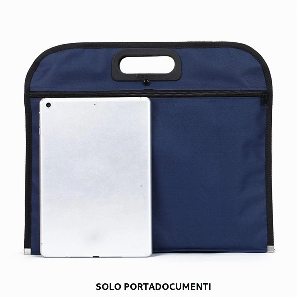 Borsa portadocumenti A4 blu con maniglia e chiusura lampo