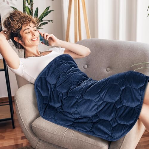 Image of Topblan Weighted Lap Blanket 7lbs for Adults, Small Weighted Blanket Throw for Napping, Relaxation, Calming and Travel, Skin Friendly & Machine Washable for All-Season Sleeping, 24x29 inches