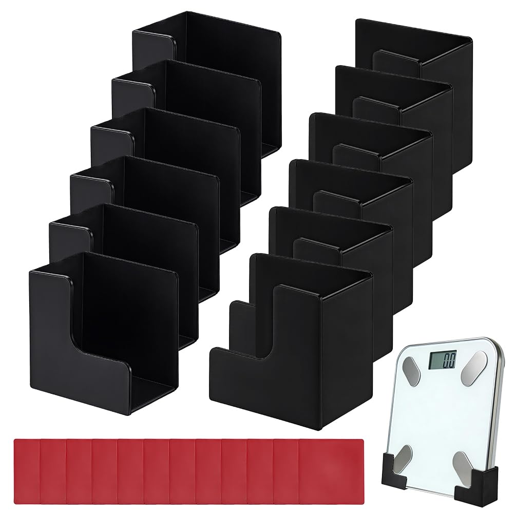 PH PandaHall 12 Pack Black Scale Holder Wall Mount Organizer Weight Scale Holder Stand for Wall Plastic Rack Bracket for Body Weight Scales Digital Body Fat Digital Weighing for Bathroom Storage Home
