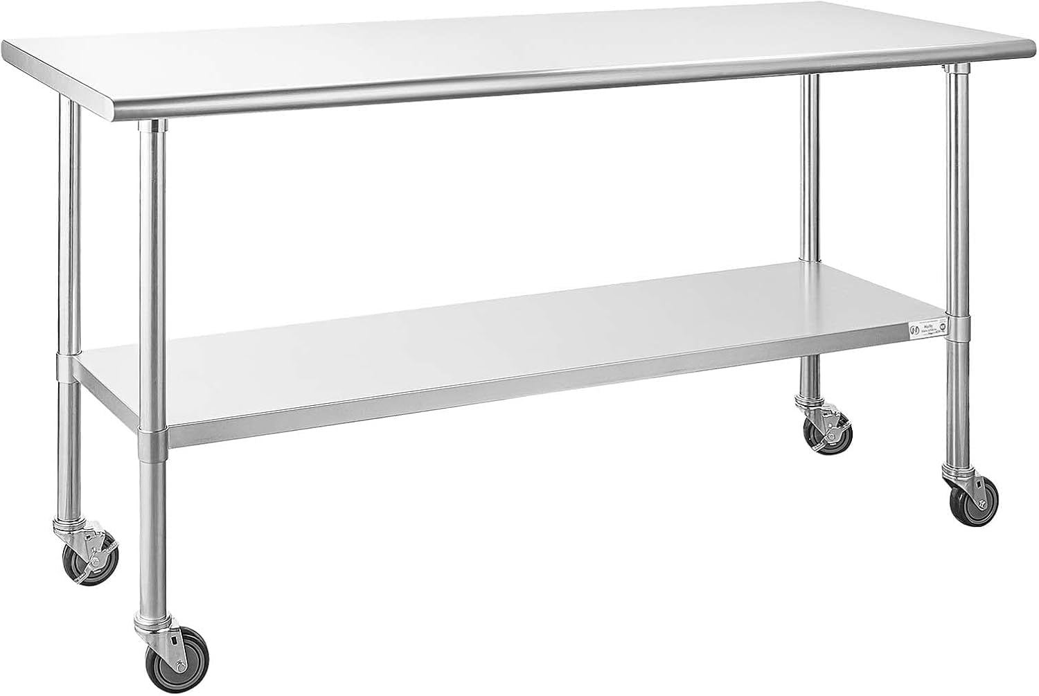 Hally Stainless Steel Table for Prep & Work 24 x 72 Inches with Caster Wheels, NSF Commercial Heavy Duty Table with Undershelf and Galvanized Legs for Restaurant, Home and Hotel