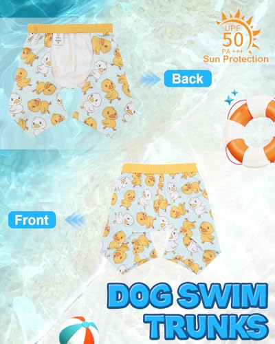 Image of CuteBone Dog Swim Trunks Swimsuit Durable & Comfortable - Quick-Dry, Adjustable Waistband Shorts, UV Protection Bikini- Perfect for Beach, Pool & Outdoor Fun, Dinos DST09S