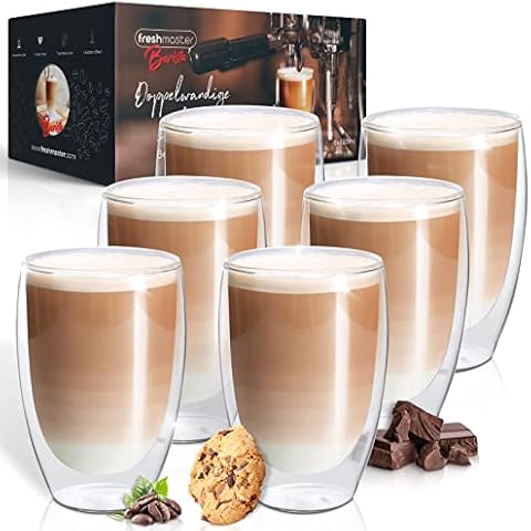 Fresh Master Latte Macchiato Gläser - Barista Premium Qualität für besten Genuss - 400 ml Thermo Glas Tassen Set doppelwandig I doppelwandige Kaffeegläser 6x400ml Cover