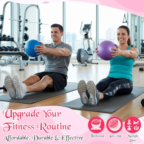 Image of 4 Pcs Small Exercise Pilates Ball Bulk 9 Inch Mini Yoga Balls Anti Burst and Slip for Stability, Fitness, Physical Therapy, Stretching & Core Workout at Home Gym Office Class