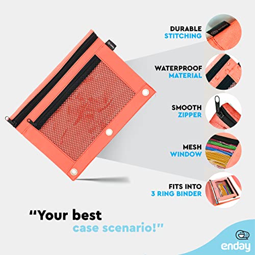 Image of Enday Red Pencil Pouch For 3 Ring Binder, Zippered Binder Pencil Pouches, 3 Ring Pencil Pouch for Binder, Pencil Case for Binder, Large Pencil Bags for School, Home, and Office