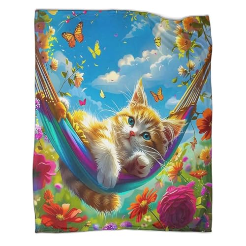 Couverture de lit chat idée cadeau originale pour passionnés d'animaux doux