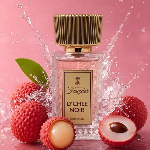 Image of Lychee Noir Hair Perfume foe Women - 30ml | Floral Amber Hair Mist for Women | Long Lasting Lightweight Hair Fragrance | Lychee Rose Vanilla Scent | Non-Drying Luxury Hair Scent