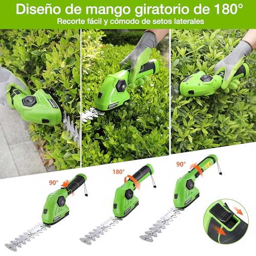 Miniatura 4 de Workpro 2 En 1 Tijera Cortacésped Y Arreglasetos, 7,2v Tijeras Cortacésped A Batería De 2ah, 2 Cuchillas, Tijeras Arreglaseto, Ancho De Corte 97 Mm, Largo De Corte 140 Mm, Herramienta Para Jardín