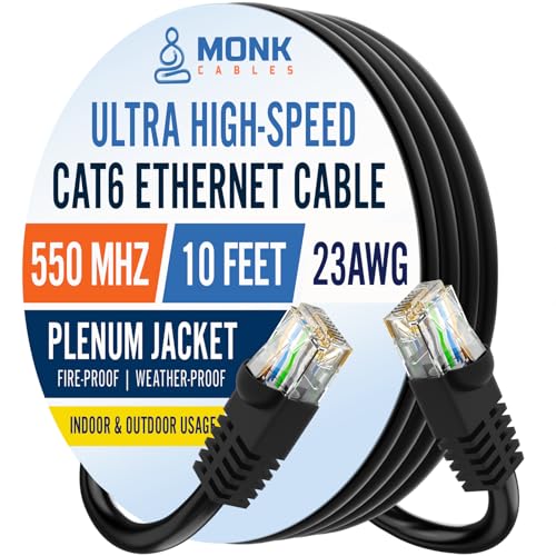 Câble Ethernet CAT6 plénum noir pour bureau connecté de 3m