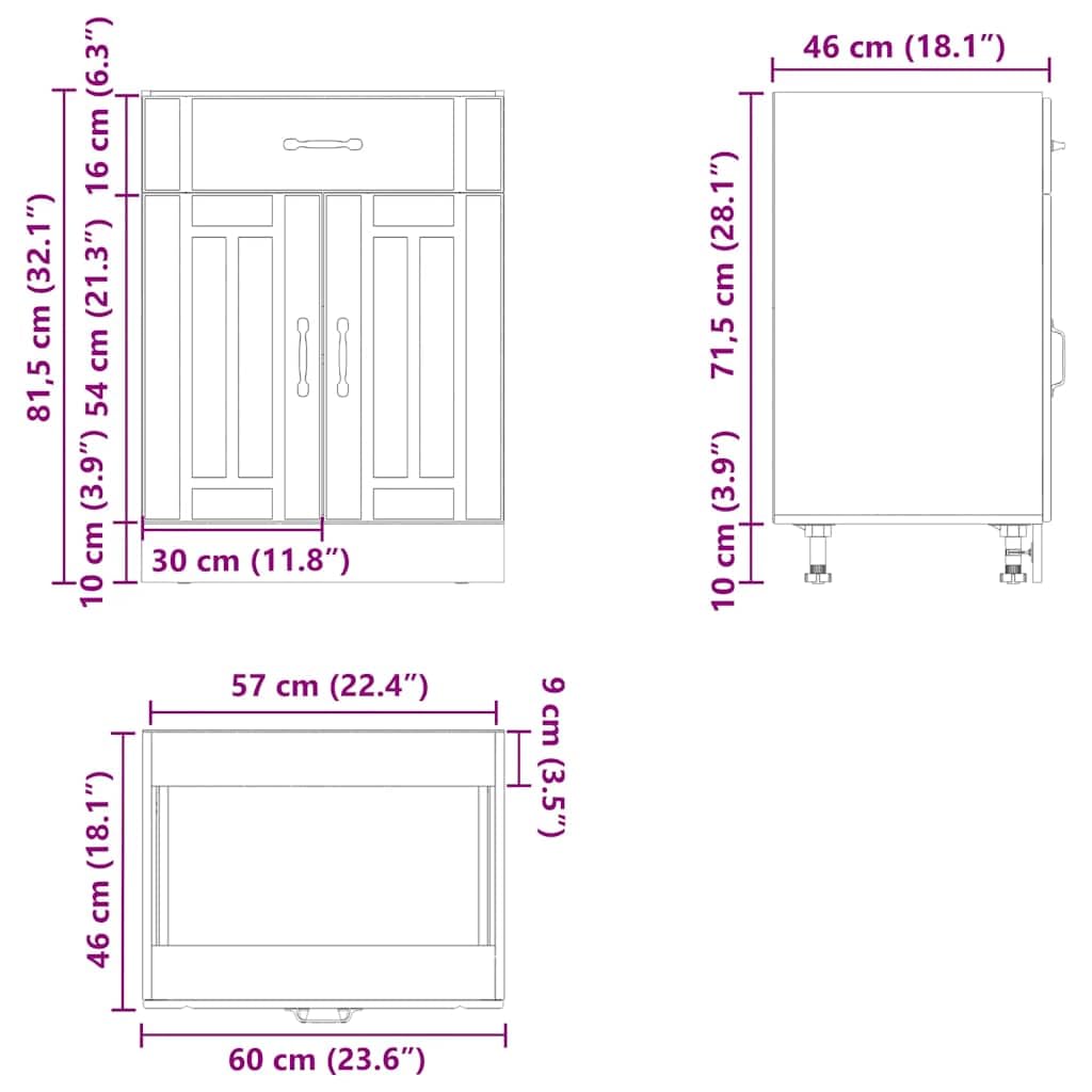 vidaXL Mueble Bajo De Cocina Lucca Roble Artesanal, Mueble Bajo De Fregadero Con Cajón