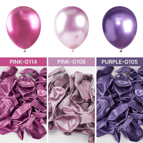 Image of PartyWoo Metallic Pinkish Purple Balloons, 50 pcs 12 Inch Metallic Pink Balloons, Pink Metallic Balloons for Balloon Garland Balloon Arch as Wedding Decorations, Birthday Party Decorations, Pink-G108