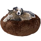 Downtown Pet Supply Premium Donut Dog Bed, Cozy Poof Style Giant Pet Bed Great for Cats & Dogs - Orthopedic, Washable, Durable Dog Bed (Brown, Large)