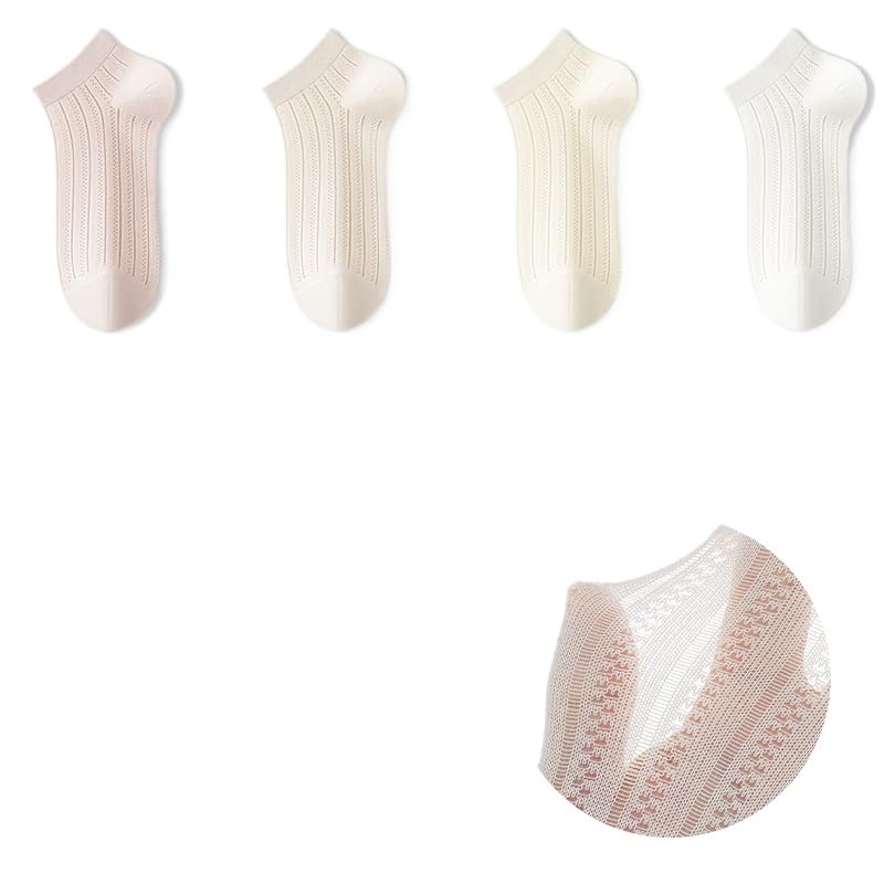 Summer thin solid-color cotton mesh medium short socks for girls, sweet, sweat-absorbing, breathable and odor-proof summer socks in mixed colors *5 pairs