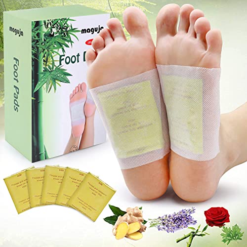 100 Patch Detox Pieds Maguja Detox Foot Patches Vinaigre de Bambou Sommeil Profond Favorise la Circulation Sanguine Soulage la Fatigue Coussinets de Soins des pieds Détox Avec Films Adhésifs (Or)