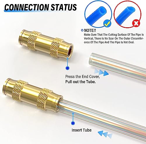 Image of TAILONZ PNEUMATIC 6PCS 1 /8 inch Straight Out Pipe Air Fittings, Straight Brass Push Type Air Brake Pipe Fittings for Cars, Trucks, Air Brake Systems, Etc.