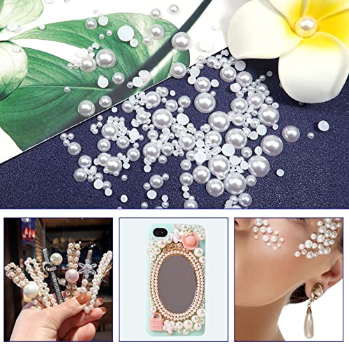 TOAOB 13000pcs White Flat Back Pearls Half Round Pearl Beads 2mm to 10mm Flatback Bead Mixed Sizes for DIY Crafts Embellishment Nail Shoes Dress Phone Case Jewellery Making Decoration Accessories - Image 3