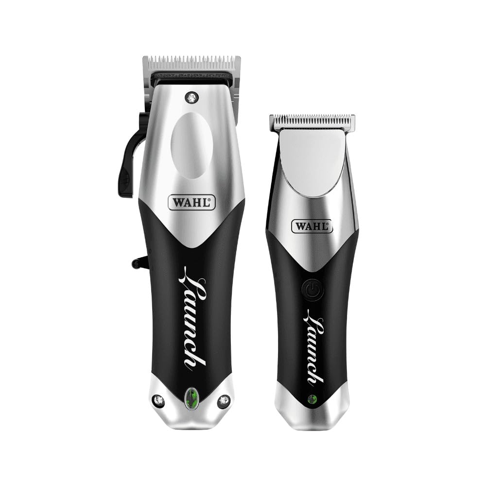 Wahl Launch Combo, Set da Barbiere Senza Cavo con Lame Amovibili | Set da Barbiere senza Cavo, Tagliacapelli e Rifinitore, Motore Rotativo 6000 Giri/min, Batteria 150 Minuti, Kit Completo