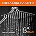 HotelSpa 8-inch 100% Stainless Steel Rainfall Shower Head with Ultra-Thin Low Profile, Waterfall Coverage, and 64 Easy-to-Clean Jets, Simple Install Without Tools – Chrome Finish