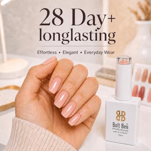Image of BOLT BEE 15ML Gel Nail Polish 1Pc Clear Pink Glitter Nail Polish Soak Off UV LED Nail Gel Polish Nail Art Starter Manicure Salon DIY at Home, 0.5 OZ (1) (116)