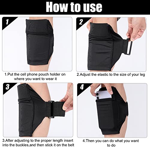 Support téléphone de jambe antidérapant avec pochette portefeuille réglable - 3