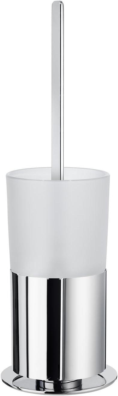 Smedbo FK311 Toilet Brush With Frosted Glass Container, Polished Chrome/Frosted Glass