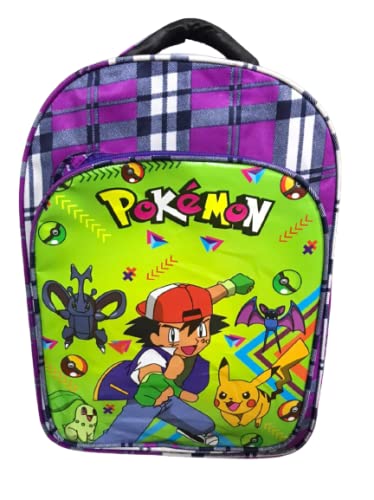 Baggspace Bag House Kids Pokemn School & Class Bag I Cartoon Bag for Girls & Boys (Purple) (12x18x7 Inch)