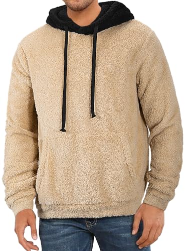 Mens Color Block Hoodie Sweatshirt With Drawstring Loose Long Sleeves And Hand Pockets Autumn And Winter Mens Hoodies3