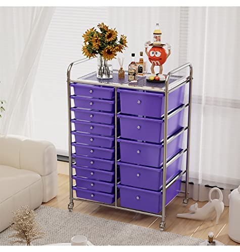 Carrello Multiuso Nero con Ruote, Dotato di 15 cassetti e Piano d'appoggio. Versatile, Ideale per riporre Oggetti Artigianali, organizzare L'Ufficio, allestire Uno scaffale per Par