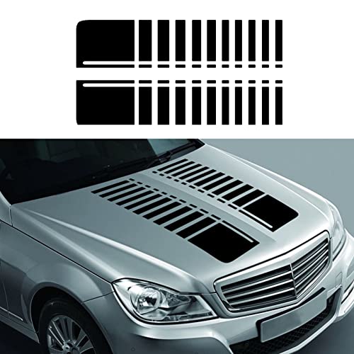 Yamuda Car Hood Modified Racing Stripe Vinyl Personality Pull Flower Decorative Stickers 2 Pcs Ym21 (Black) #TOP4
