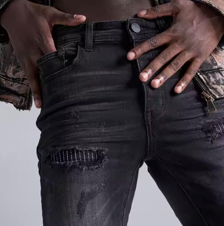 Men's Slim-fit Stretch Denim Pants with Straight Mid-Rise Design, Casual Streetwear Style Men's Jeans4