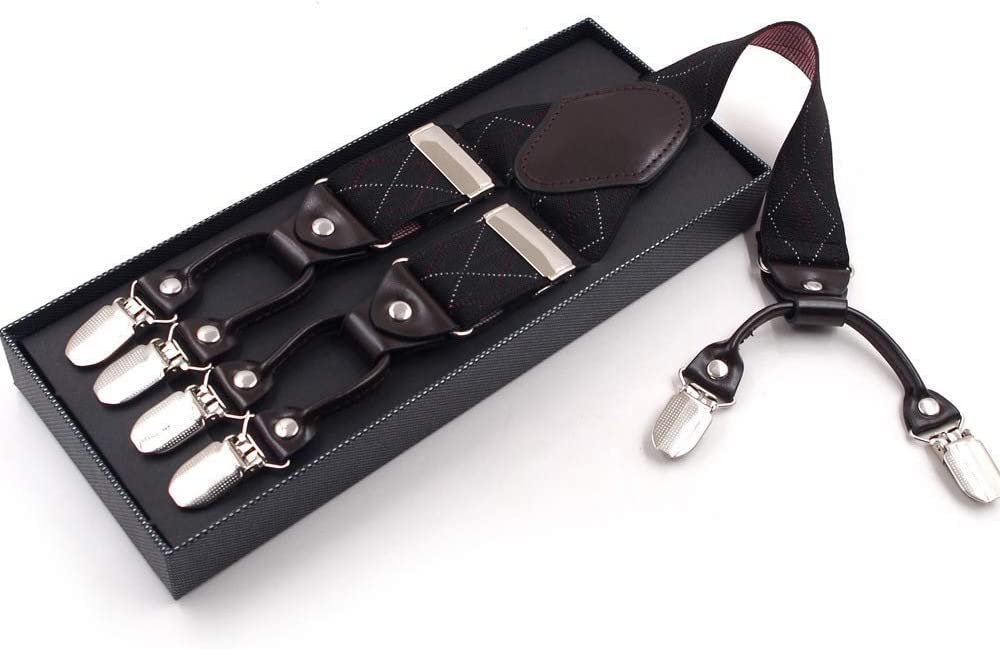 Tirantes for pantalones de hombre, Tirantes en forma de X for hombre Y Espalda Tirantes elásticos ajustables duraderos Clips de metal fuertes Tirantes for hombres resistentes 6 hebillas Tirantes elást