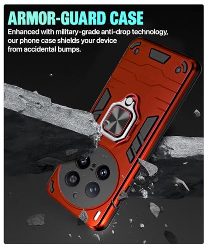 Image of WOW IMAGINE Shock Proof Back Case Mobile Cover for Vivo X300 Pro 5G | Back Cover Case (Tough Armor | Hybrid PC + TPU | Ring Holder & in-Built Kickstand | Red)