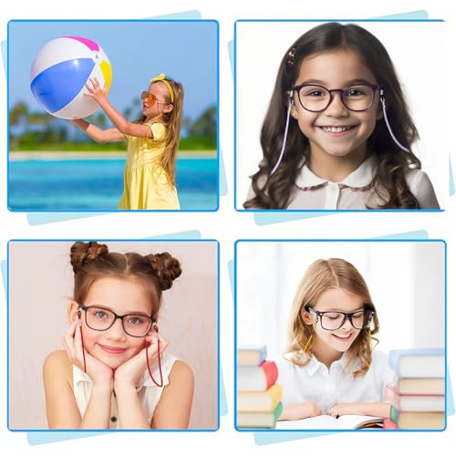 JEYORZY 4 Stück Kinder Brillenband verstellbar, Mädchen Junge, Brillenschnur Brillenkette Brillenkordel Sport,für Sportbrille Sonnenbrille Brille Schutzbrille